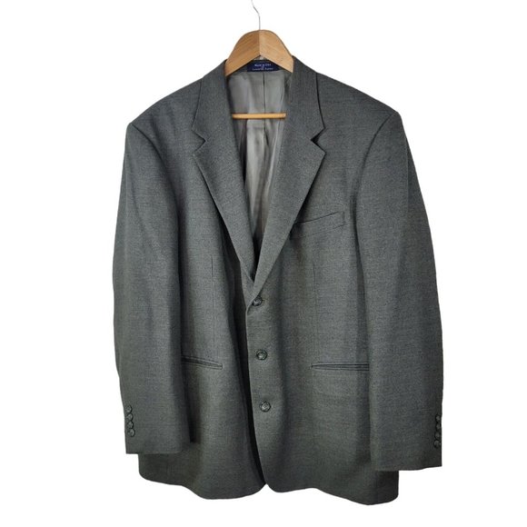Lands End Sports Coat Men's Sz 46R Gray Green 100% Lambswool Wool Jacket Blazer